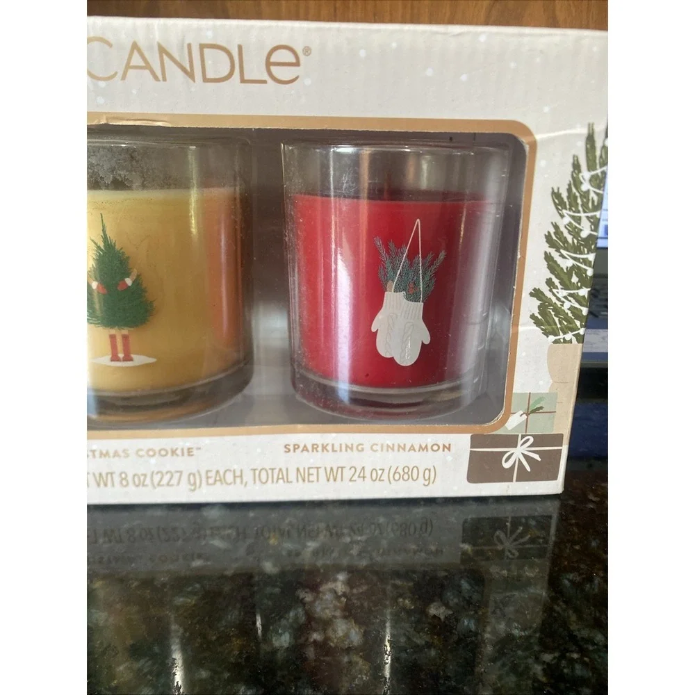 Yankee Candle Holiday Gift Set of 3 Peace Love Joy 8 oz Pillar Candles Christmas